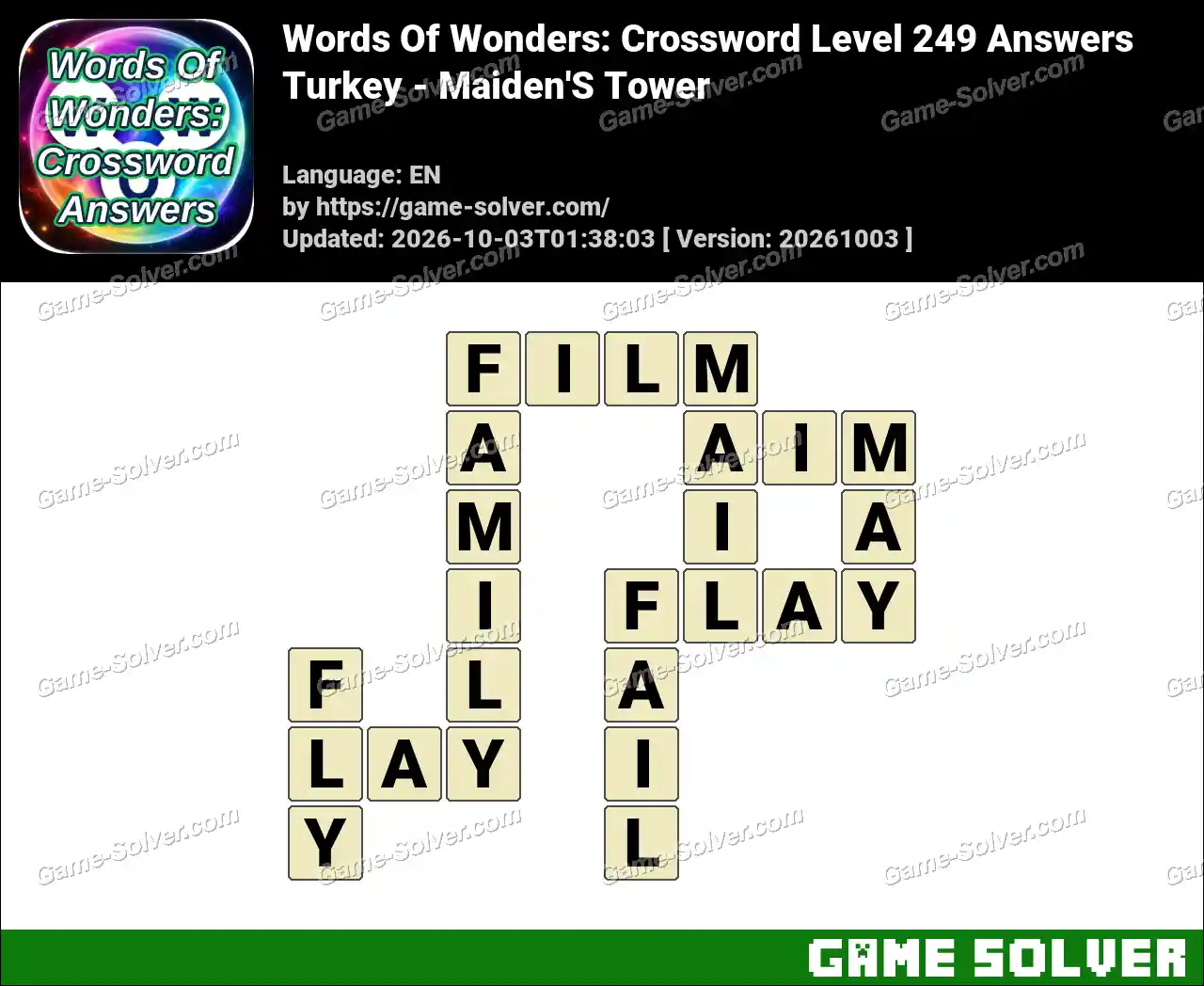 Words Of Wonders: Crossword Level 249 Answers – Turkey – Maiden’S Tower